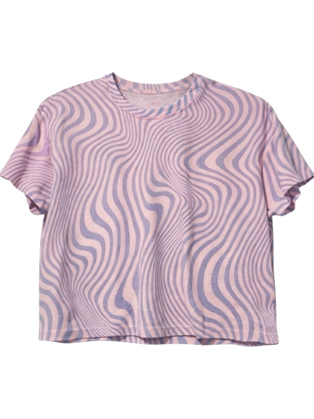 Crown & Ivy Purple Pink Swirl Crop Top Small Y2K Coquette Stretch Knit Tee